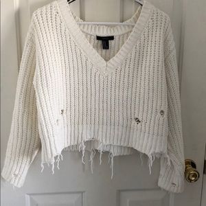 Forever 21 Cropped Distressed Sweater